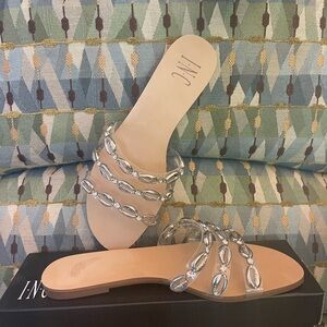 New INC clear strap shell sandals sz 8 ladies $59